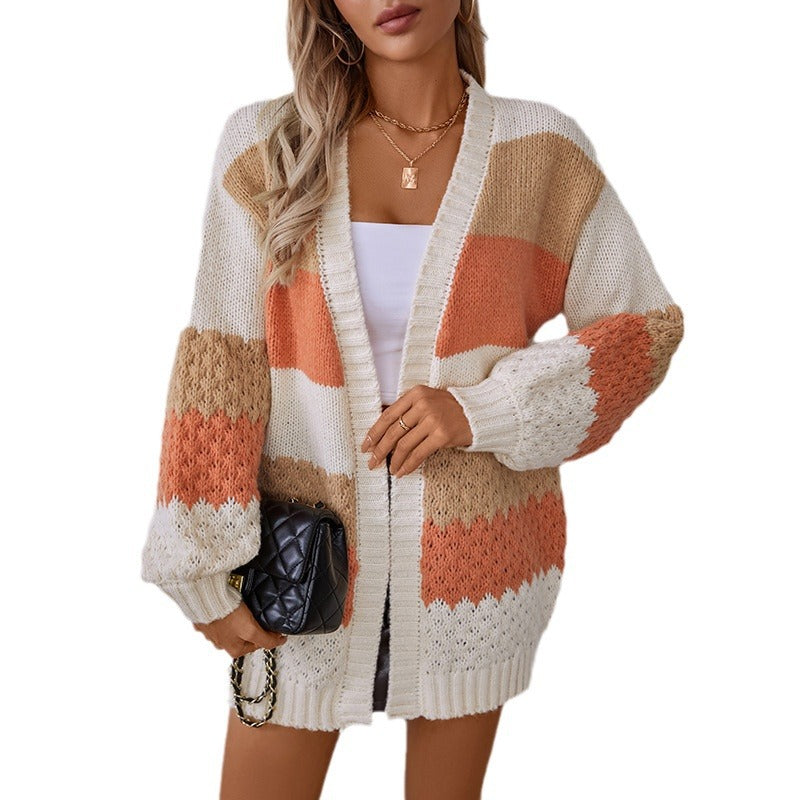 Damen Strickjacke mit trendigem Blockdesign und luftiger Haptik EB