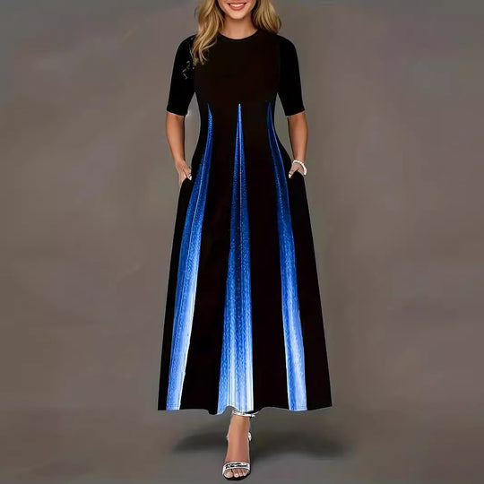 Damen Maxikleid mit schickem Faltenwurf und seitlichen Taschen EB
