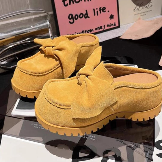 Damen Clogs mit dekorativem Schleifendesign und rutschfester Sohle EB