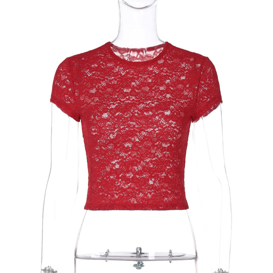 Damen Spitzen-Crop-Top EB