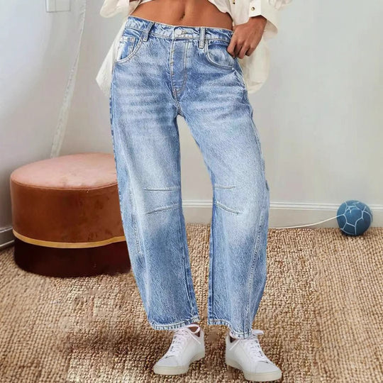 Damen Weite Jeans im lässigen Vintage-Stil mit hochwertigen Details EB