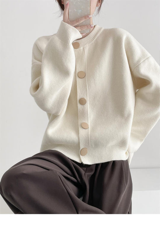 Damen Oversized Strickjacke mit großen Holzknöpfen und weitem Schnitt EB