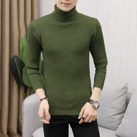 Herren hochwertiger Rollkragenpullover aus feinem Rippstrick EB