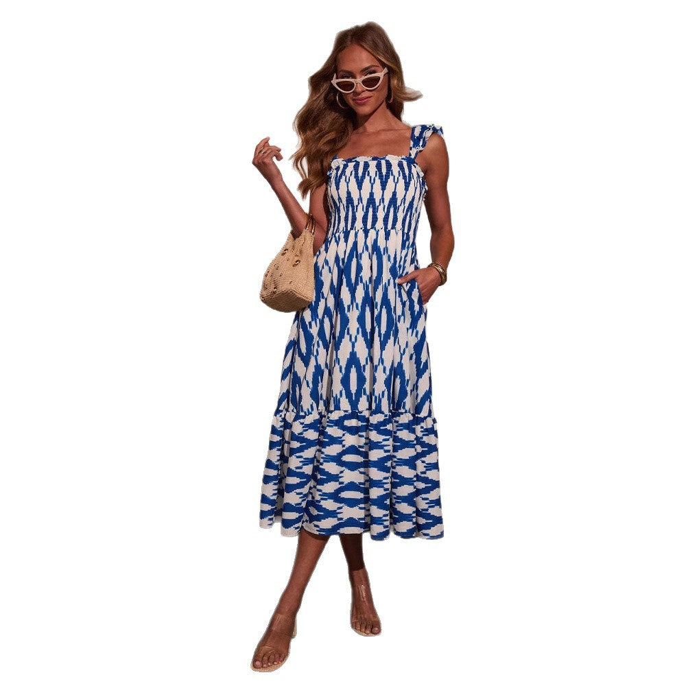 Damen Maxikleid mit schulterfreiem Design und elegantem Rüschensaum EB