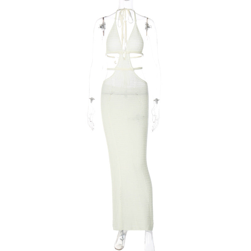 Damen Strick-Tankkleid mit cut-out Details und länglichem Schnitt EB