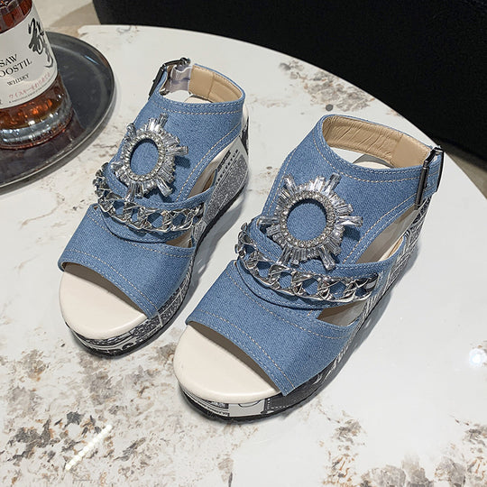 Damen Wedge-Sandalen mit eleganten Verzierungen EB
