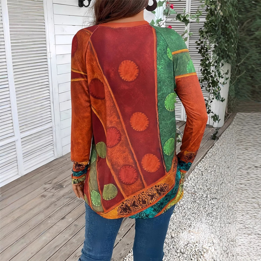 Damen Kunstvoll gestaltetes Langarmshirt EB