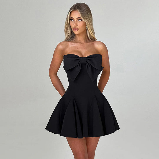 Damen skaterförmiges Cocktailkleid mit großem Schleifendetail EB
