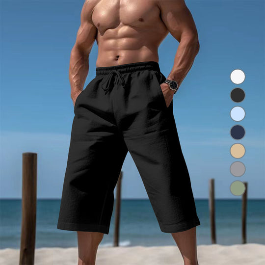 Herren nan lässige knielange Bermuda-Shorts mit elastischem Bund und Tunnelzug EB