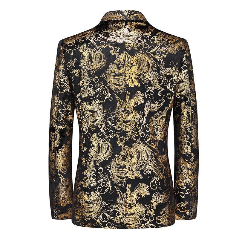 Herren nan ornamentaler Smokingblazer mit Schalkragen, Slim-Fit und edlem Paisley-Druck EB