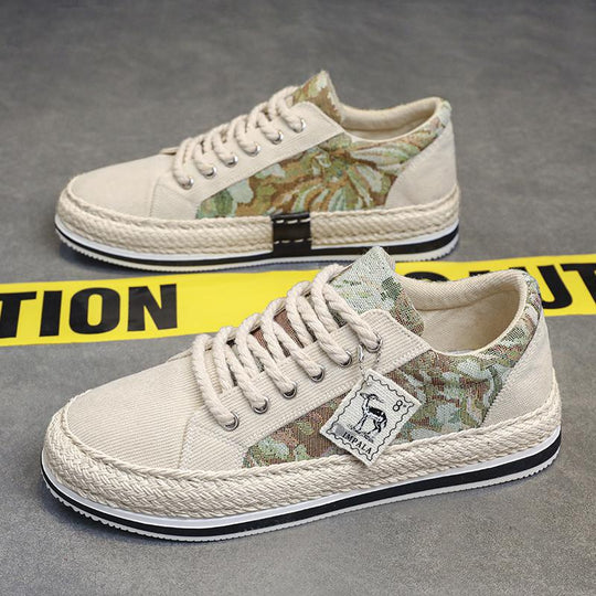 Damen lässige Baumwoll-Sneaker mit Jute-Details EB