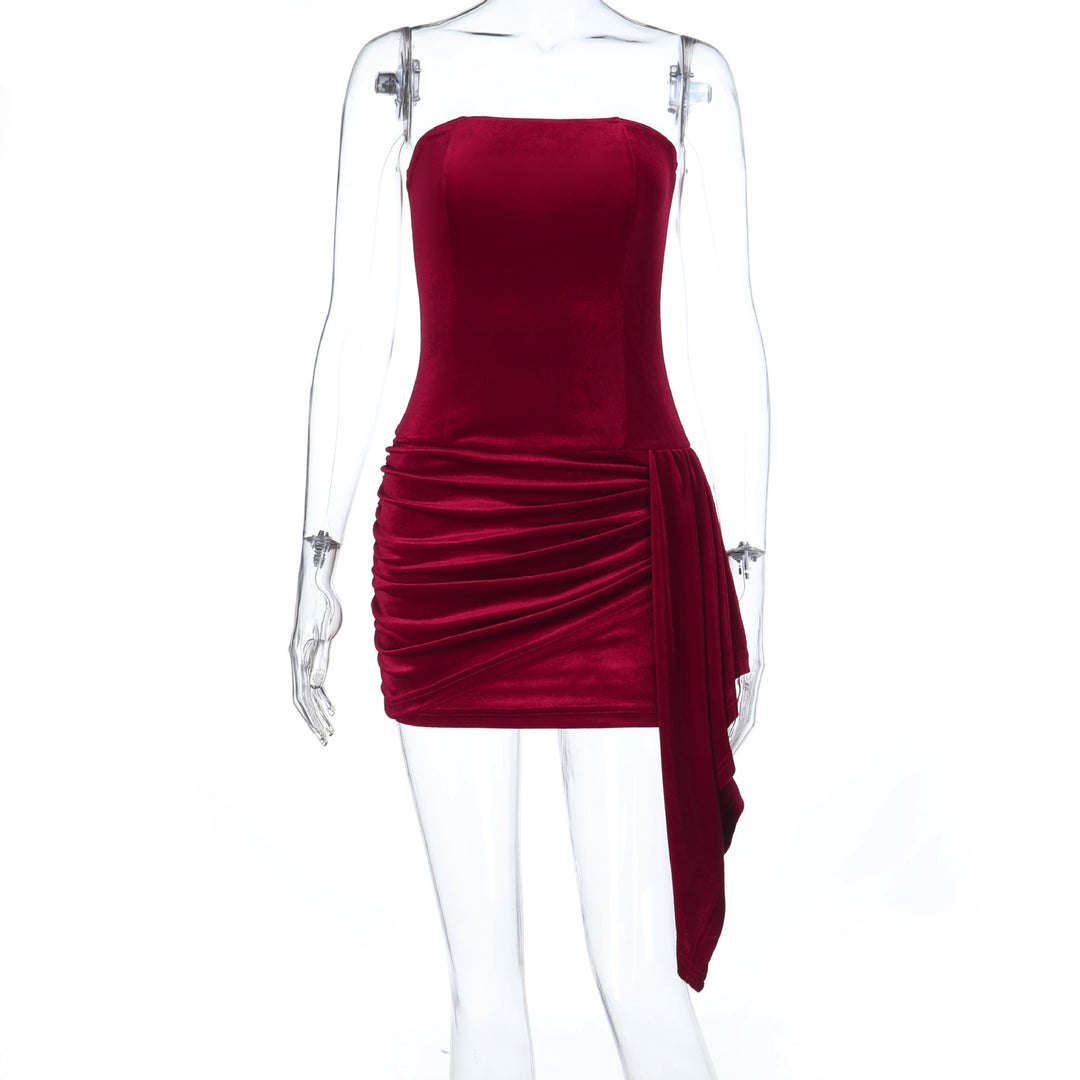 Damen verführerisches Bustier-Kleid mit asymmetrischem Rüschensaum EB