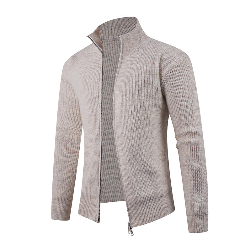 Herren Strickpullover mit modernem Reißverschluss und strukturierter Textur EB