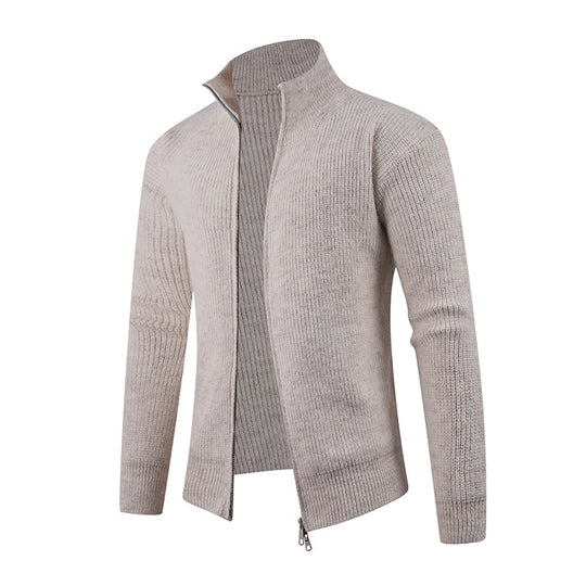 Herren Strickpullover mit modernem Reißverschluss und strukturierter Textur EB