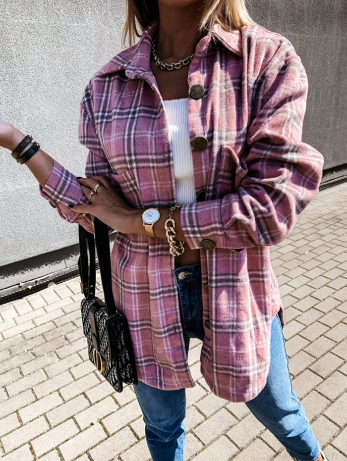 Damen Karierte Overshirtjacke EB
