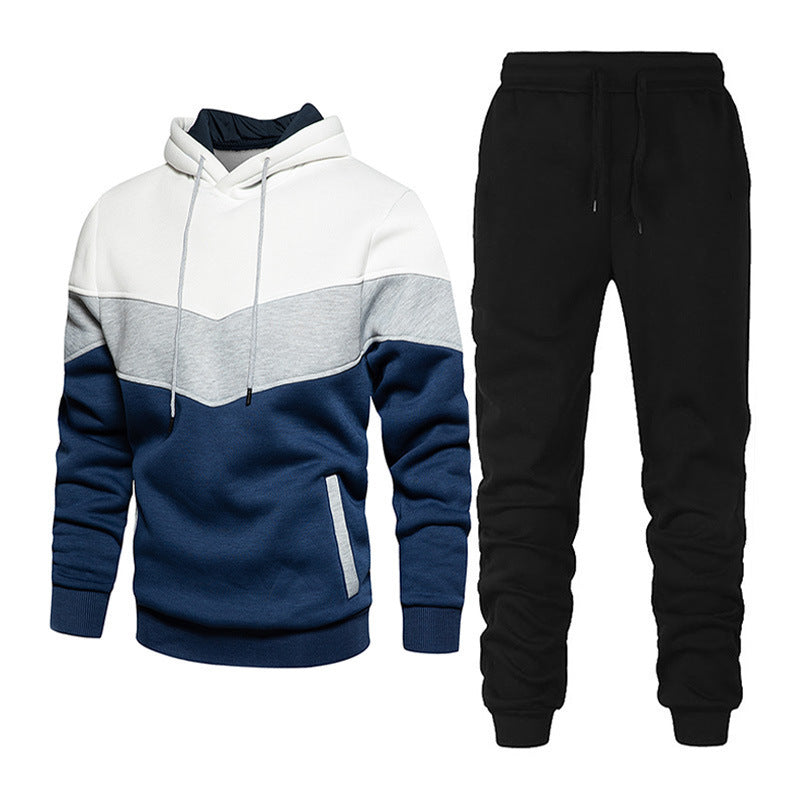 Herren nan athleisure-Set mit Chevron-Kapuze, fleecegefüttertem Pullover und schmal zulaufender Jogginghose EB