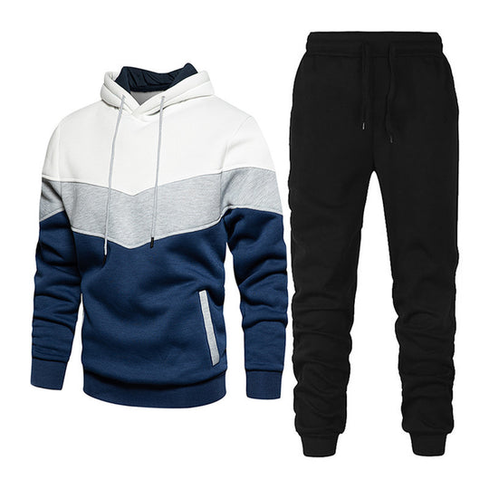 Herren nan athleisure-Set mit Chevron-Kapuze, fleecegefüttertem Pullover und schmal zulaufender Jogginghose EB