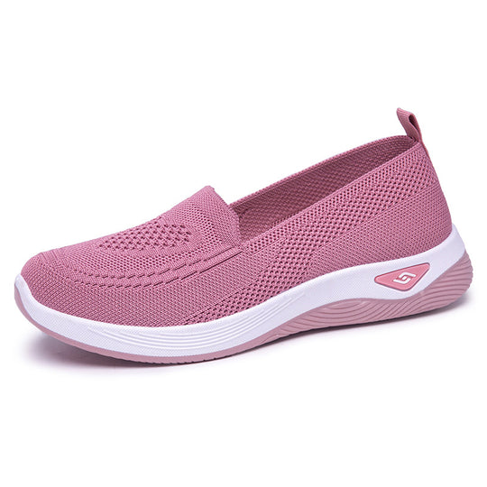 Damen Hochwertige Slip-On Freizeitschuhe mit atmungsaktiver Strickoberfläche EB