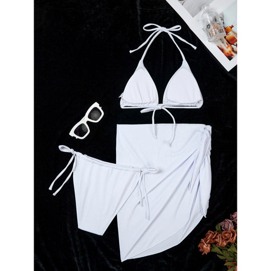 Damen Triangel-Bikini-Set mit elegantem Wickelrock und verstellbaren Trägern EB