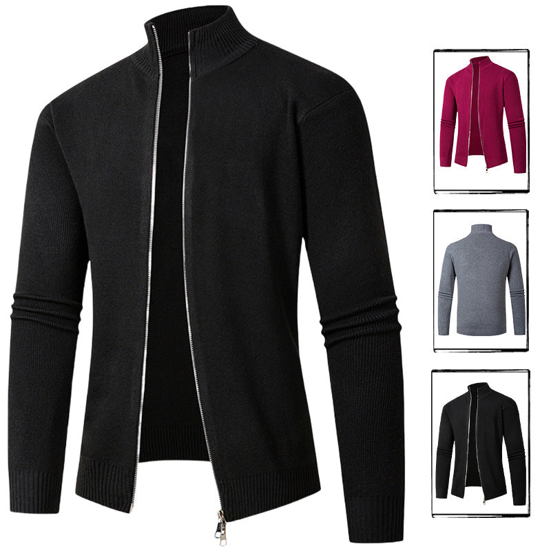 Herren modische Strickjacke mit hohem Kragen und Reißverschluss EB