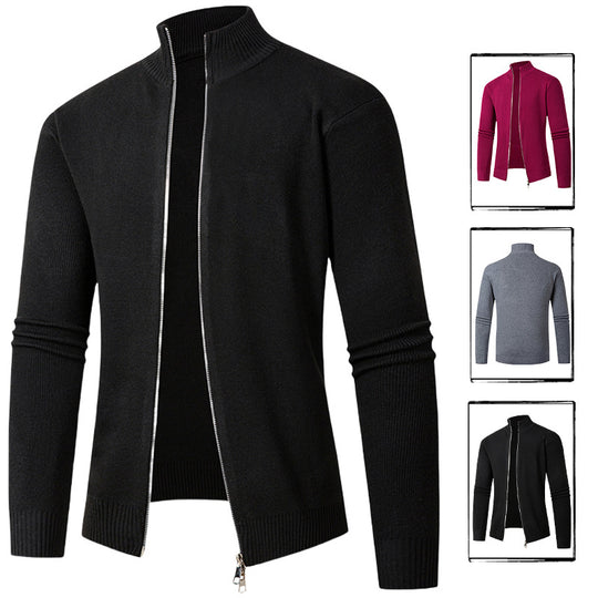 Herren modische Strickjacke mit hohem Kragen und Reißverschluss EB