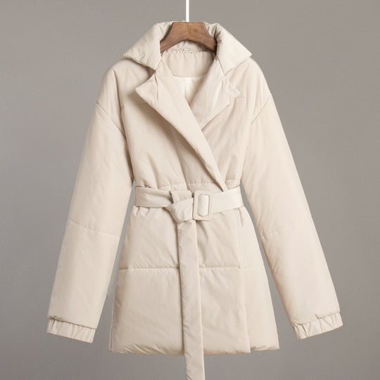 Damen Elegante und warme Wattierte Jacke mit Taillengürtel EB