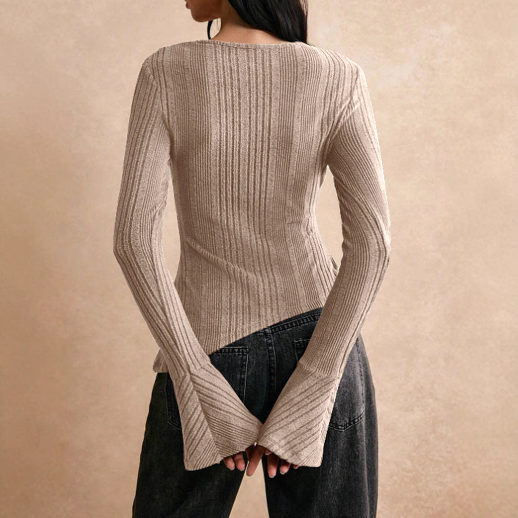 Damen Langarm Oberteil mit asymmetrischem Schnitt EB