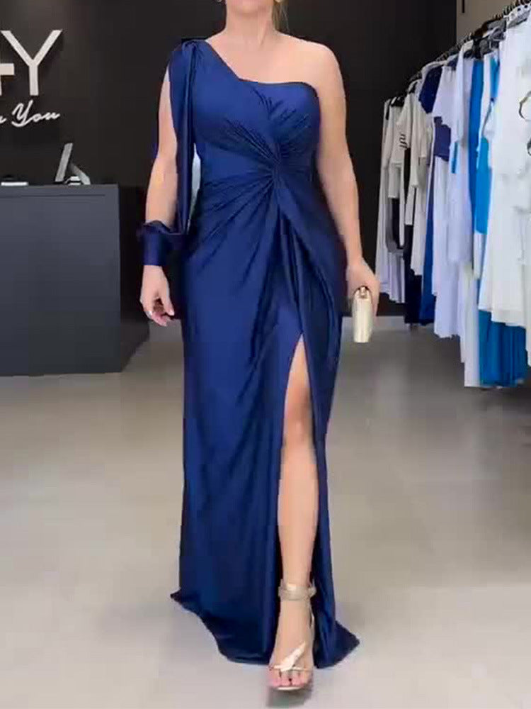 Damen Maxikleid mit asymmetrischem Design und seitlichem Schlitz EB