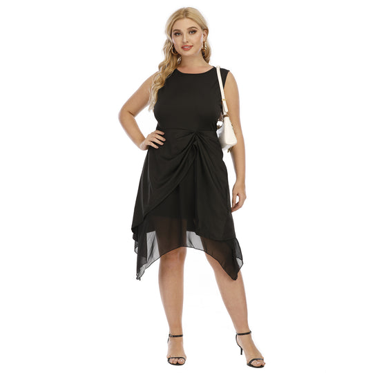 Damen elegantes asymmetrisches Kleid mit Knoten-Details EB