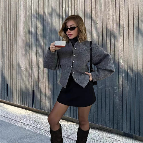 Damen Chice Überwurfjacke mit strukturiertem Design und eleganten Knöpfen EB