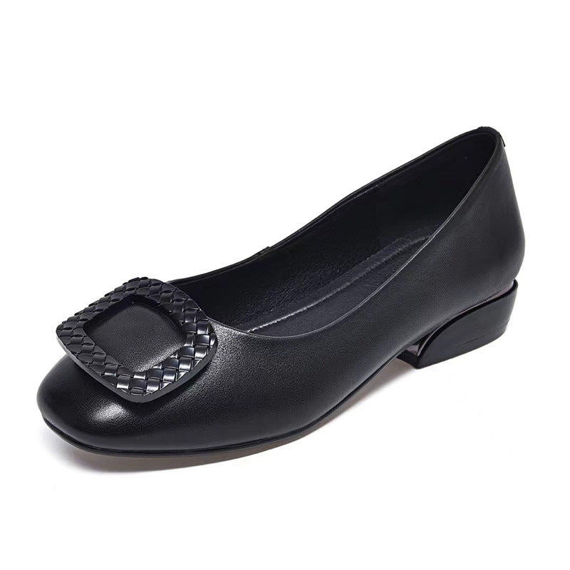 Damen Klassische Ballerinas mit modischem Schnallen-Design EB