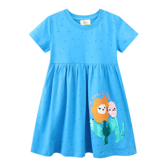 Mädchen Freizeitkleid mit fröhlichem Tiermotiv EB