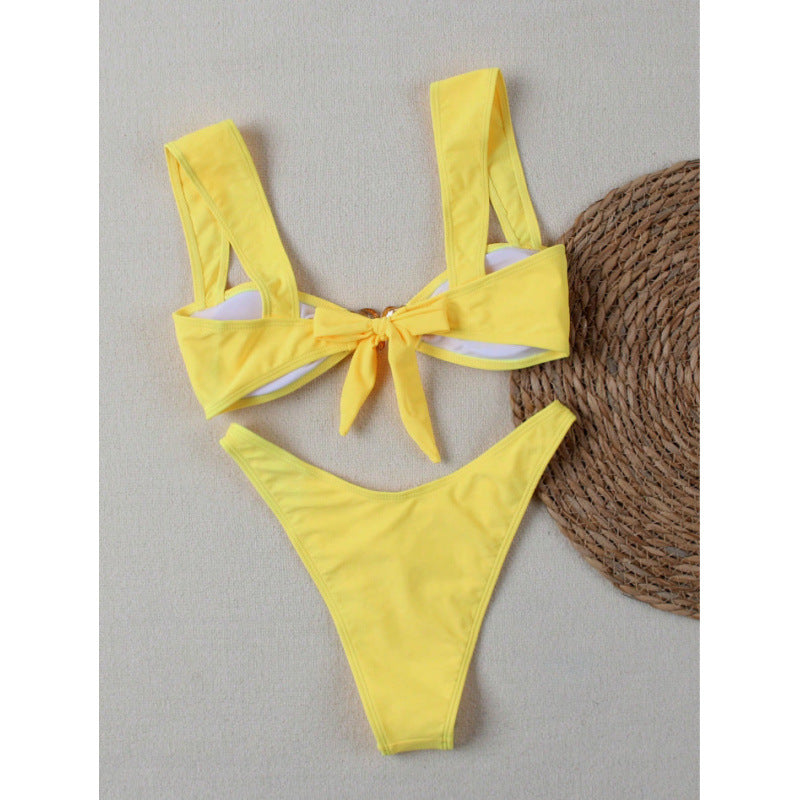 Damen Bikini-Set mit breiten Trägern und metallischem Akzent EB