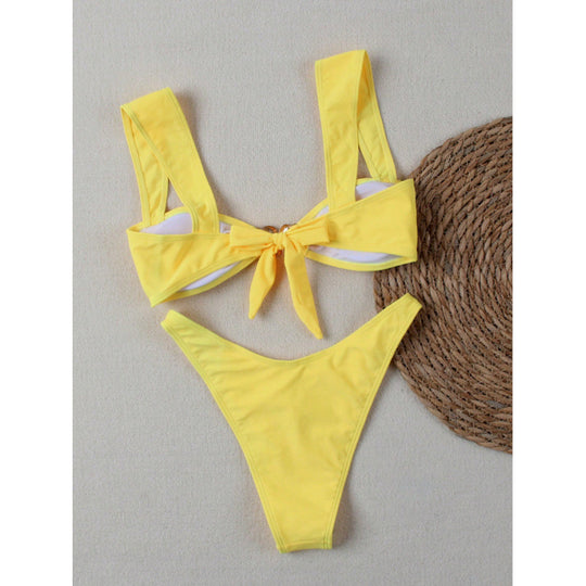 Damen Bikini-Set mit breiten Trägern und metallischem Akzent EB