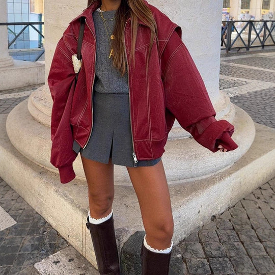 Damen Oversized Übergangsjacke mit nahtlosem Design und praktischen Taschen EB