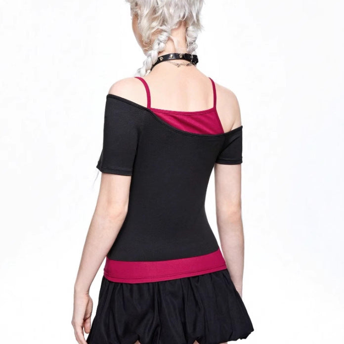 Damen Asymmetrisches Rock-T-Shirt mit grafischem Druck EB