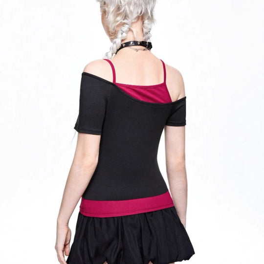 Damen Asymmetrisches Rock-T-Shirt mit grafischem Druck EB