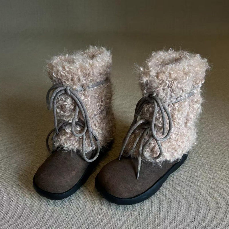 Damen Kuschelige Winterboots mit weichem Kunstfellkragen und rutschfester Sohle EB