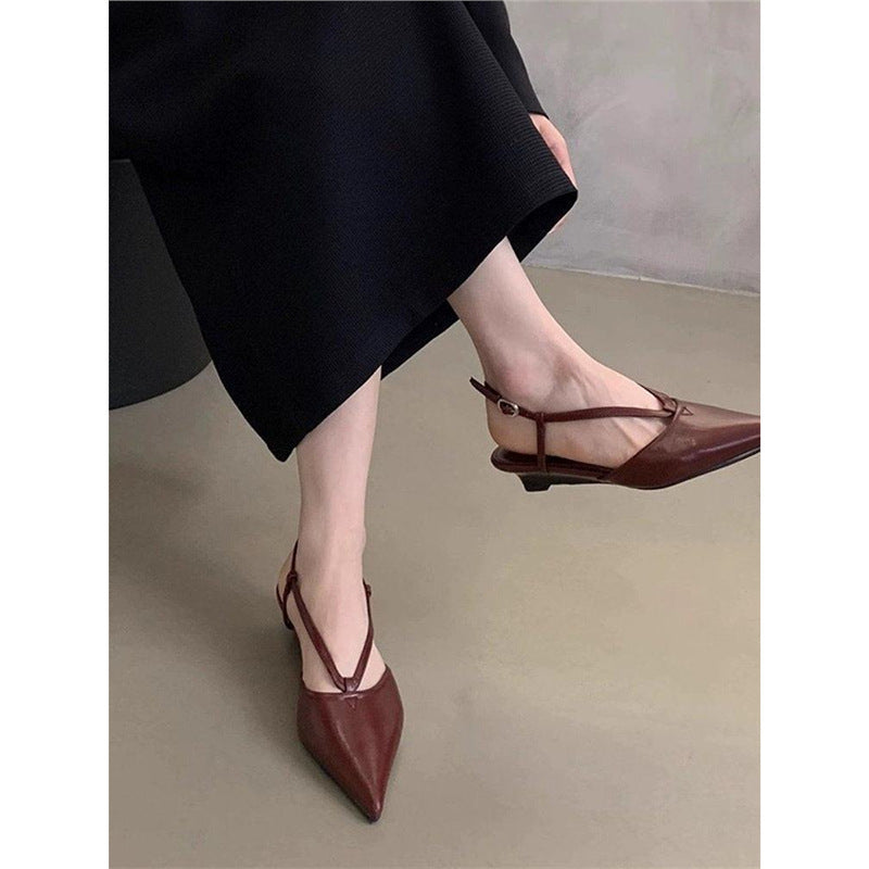 Damen spitze Slingback Pumps aus feinem Leder EB