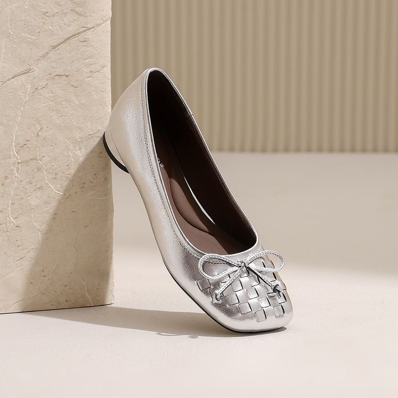 Damen Elegante Ballerinas mit geflochtener Vorderseite und bequemer Sohle EB