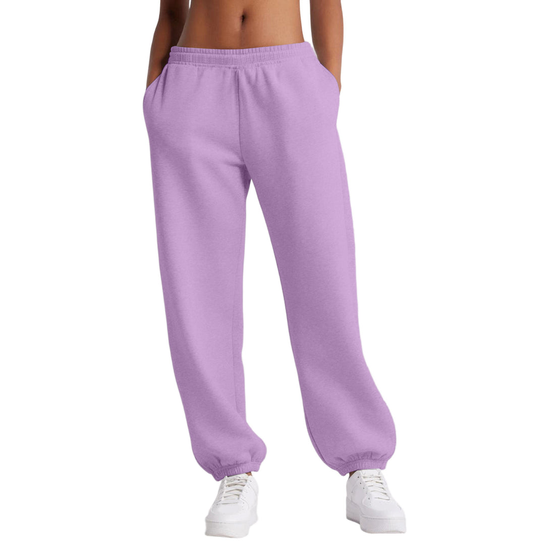 Damen nan schmale High‑Waist Sweat-Jogginghose mit hohem Komfortbund, verstellbarem Kordelzug und elastischen Knöchelbündchen EB