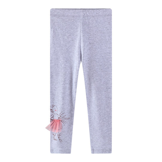 Mädchen Leggings mit niedlicher Ballett-Tüllapplikation EB