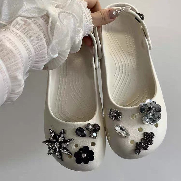 Damen modische Clogs mit funkelnden Dekorelementen EB