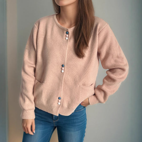 Damen Cardigan mit dekorativen Knöpfen und praktischen Taschen EB