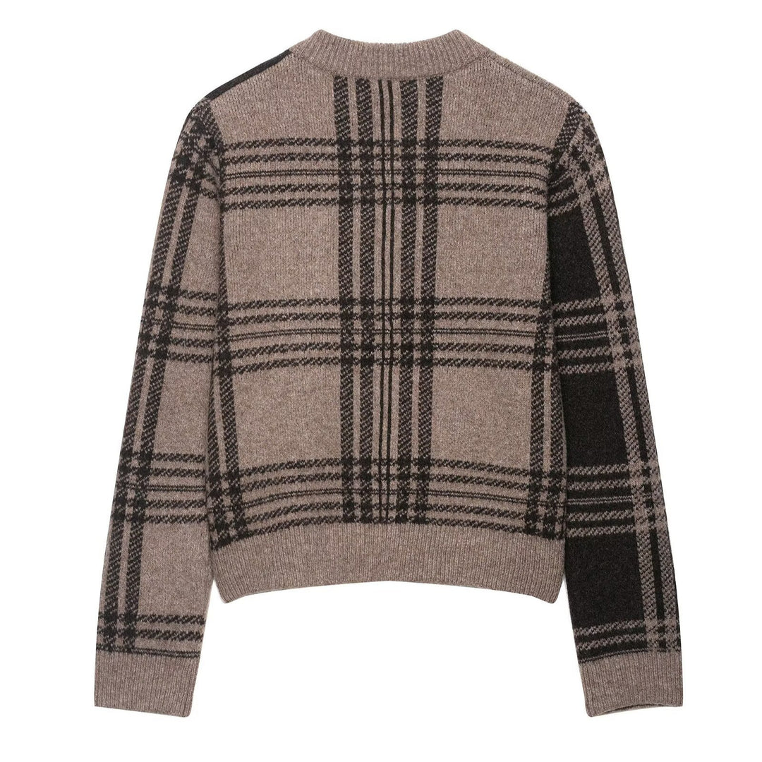 Damen Modische Karostrickjacke EB