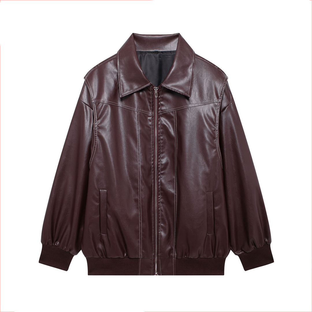 Damen Kunstlederjacke mit lässigem Schnitt und elastischem Saum EB