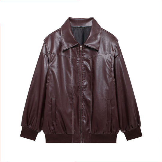 Damen Kunstlederjacke mit lässigem Schnitt und elastischem Saum EB