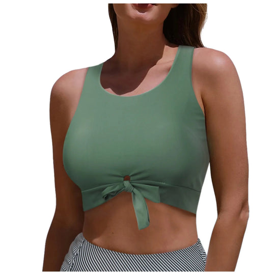 Damen Sportlicher Crop-Top mit Schlaufenbindung EB