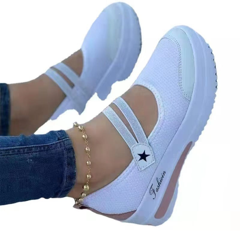 Damen Komfortable Slip-On Sneakers mit elastischem Riemen EB
