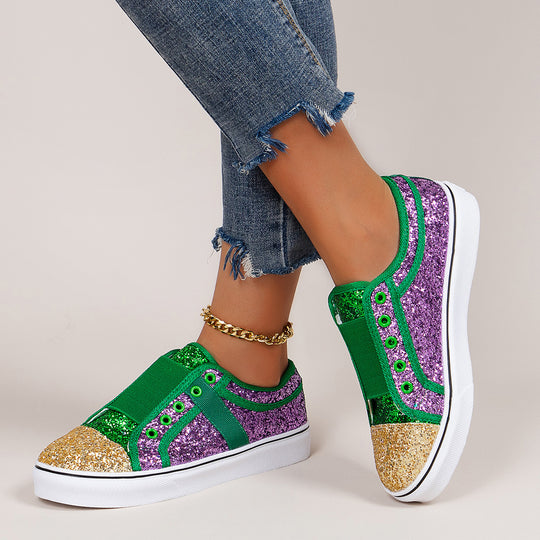 Damen Glitzernde Sneakers mit elastischem Einschlupf EB